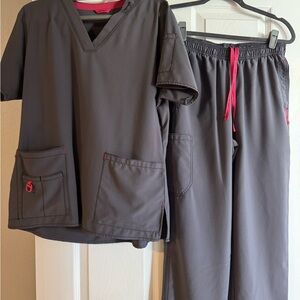 Carhartt Gray and Pink Scrub set